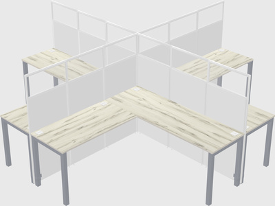 Shared l-shaped cubicles