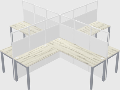 Shared l-shaped cubicles
