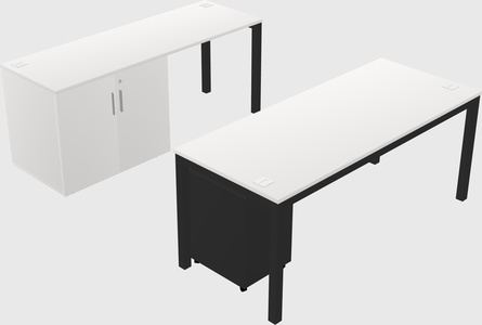 Parallel desk + cabinet