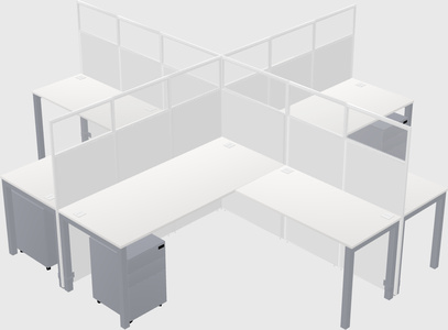 Nakabahaging l-shaped na mga cubicle