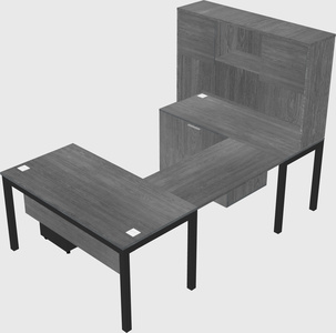 U-shaped desk + file cabinet