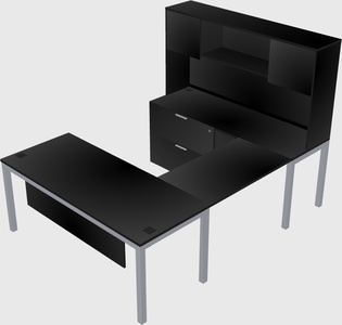 U-shaped desk + file cabinet