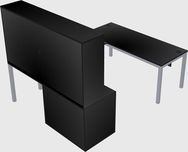 U-shaped desk + file cabinet