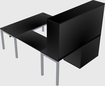 U-shaped desk + file cabinet