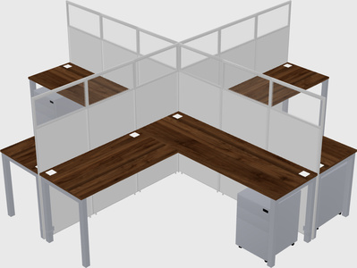 Shared l-shaped cubicles