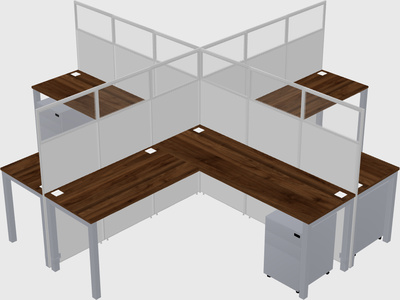 Shared l-shaped cubicles