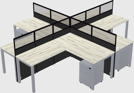 Shared l-shaped cubicles