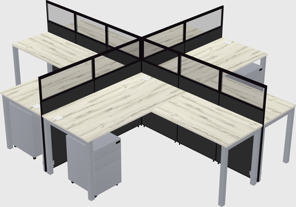 Shared l-shaped cubicles
