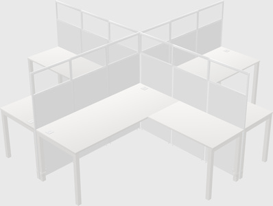 Shared l-shaped cubicles