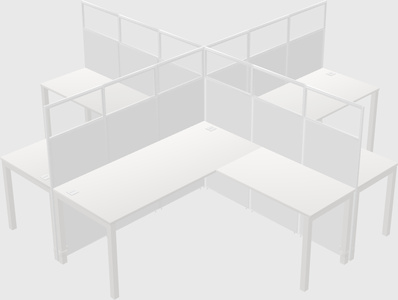 Shared l-shaped cubicles