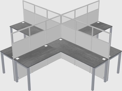 Shared l-shaped cubicles
