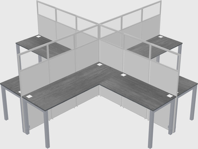Shared l-shaped cubicles