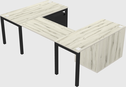 U-shaped desk + file cabinet
