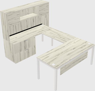 U-shaped desk + file cabinet