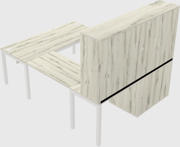 U-shaped desk + file cabinet