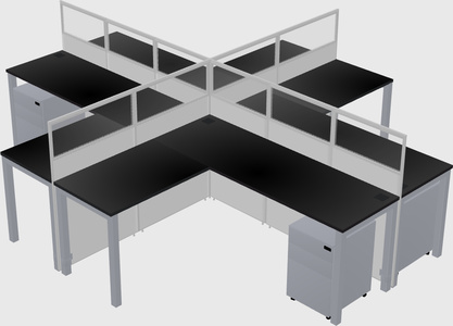 Shared l-shaped cubicles