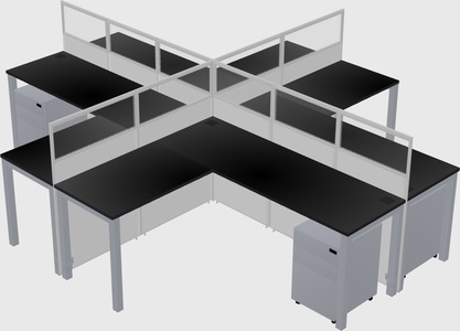 Shared l-shaped cubicles
