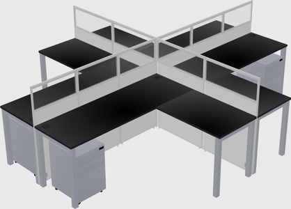 Shared l-shaped cubicles