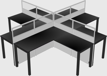Shared l-shaped cubicles
