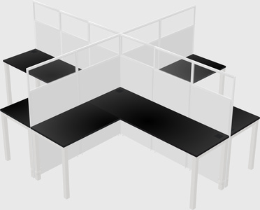 Shared l-shaped cubicles