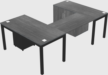 U-shaped desk + cabinet
