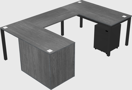 U-shaped desk + cabinet