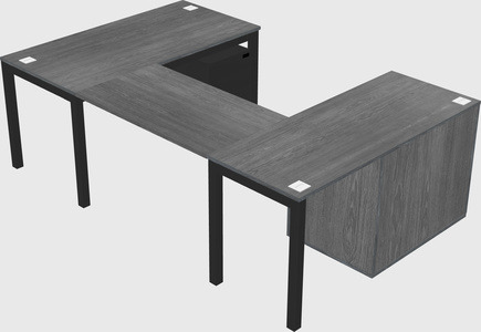 U-shaped desk + cabinet
