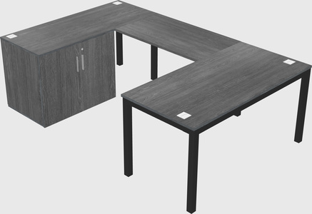 U-shaped desk + cabinet