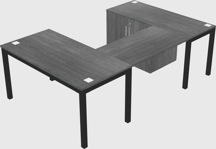 U-shaped desk + cabinet