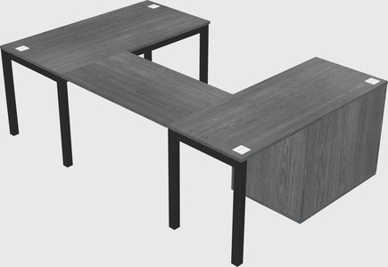 U-shaped desk + cabinet