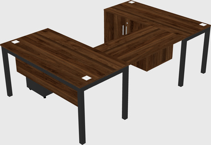 U-shaped desk + cabinet