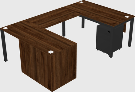 U-shaped desk + cabinet