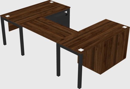 U-shaped desk + cabinet