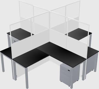 Shared l-shaped cubicles
