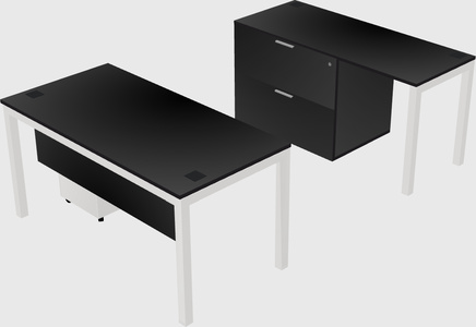 Parallel desk + file cabinet