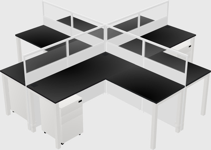 Shared l-shaped cubicles