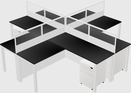 Shared l-shaped cubicles