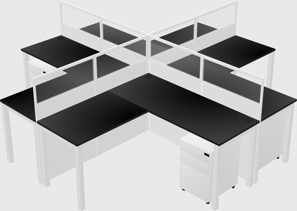 Shared l-shaped cubicles