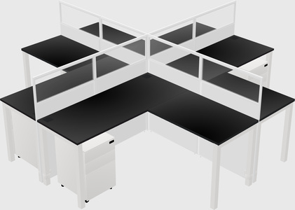 Shared l-shaped cubicles