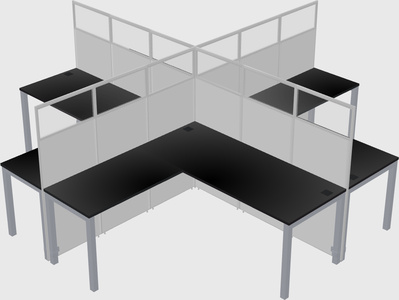 Shared l-shaped cubicles