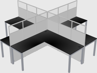 Shared l-shaped cubicles