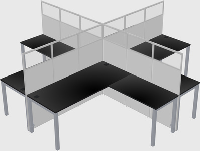 Shared l-shaped cubicles