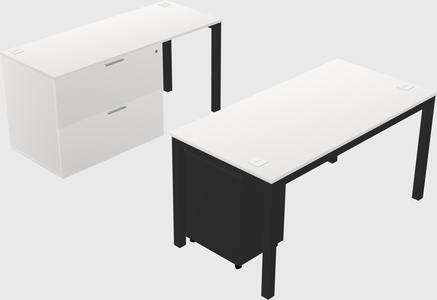 Parallel desk + file cabinet