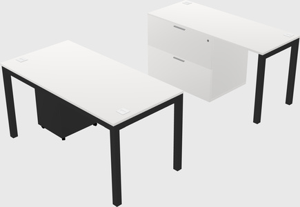 Parallel desk + file cabinet