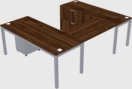 U-shaped desk + file cabinet