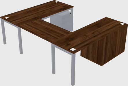 U-shaped desk + file cabinet