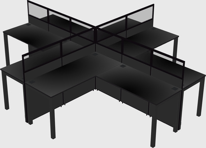 Shared l-shaped cubicles