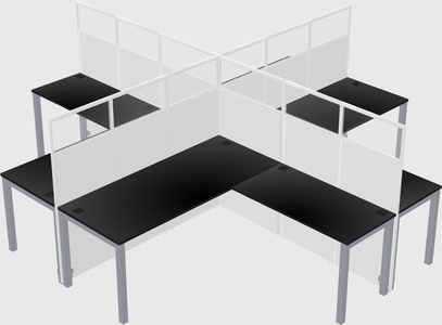 Shared l-shaped cubicles