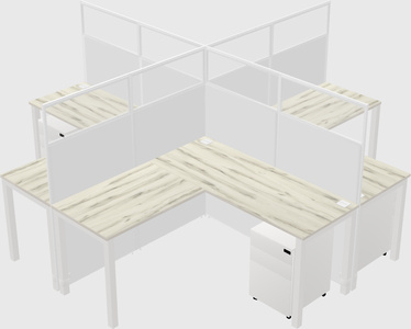 Shared l-shaped cubicles