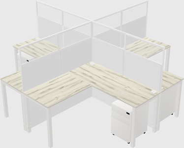 Shared l-shaped cubicles
